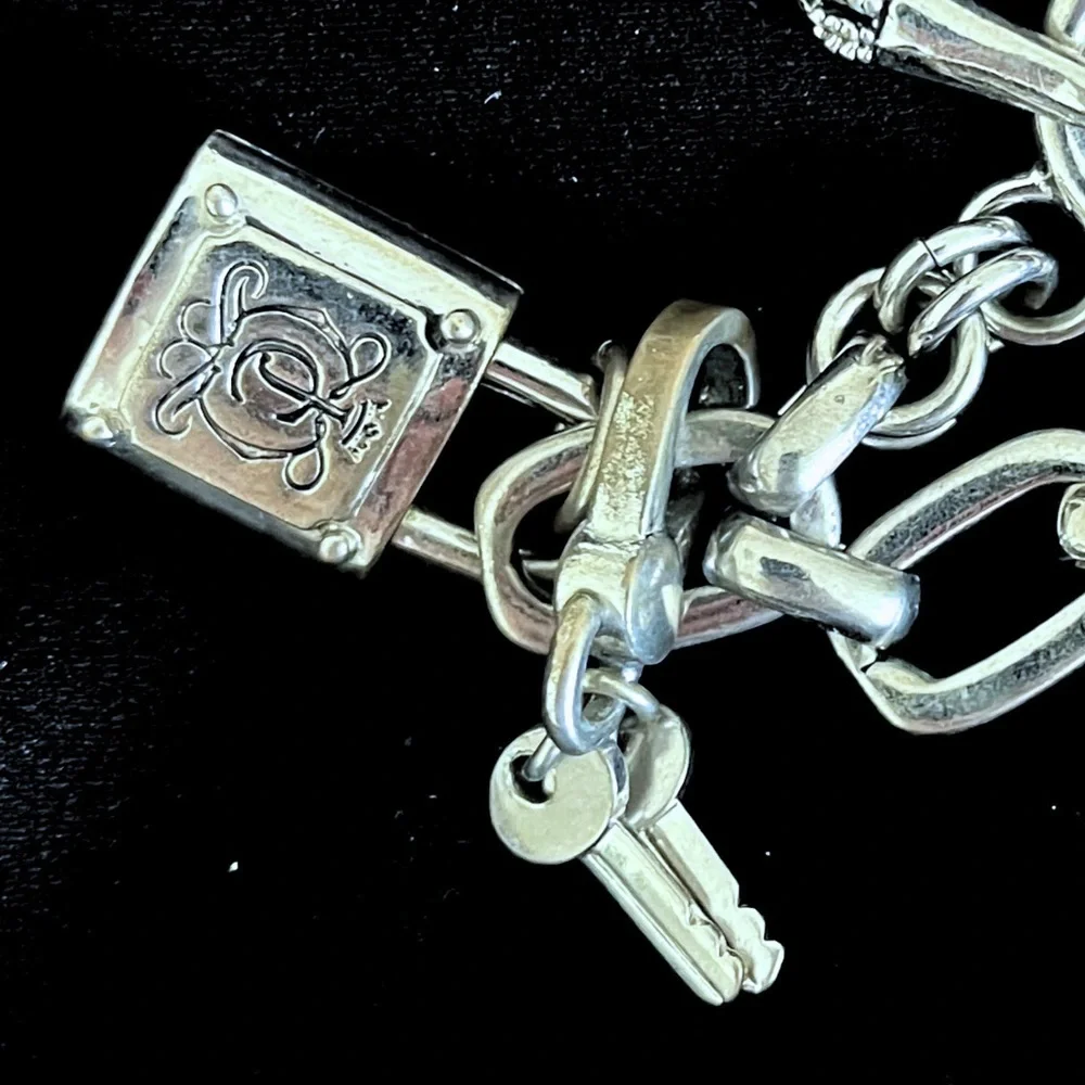 Juicy Couture Vintage Silver Lock & Key Charm Bracelet